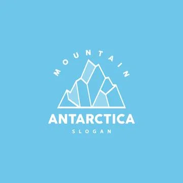 Iceberg Logo, Antarctic Mountains Vector In Ice Blue Color, Nature Design, .. Stock Illustration