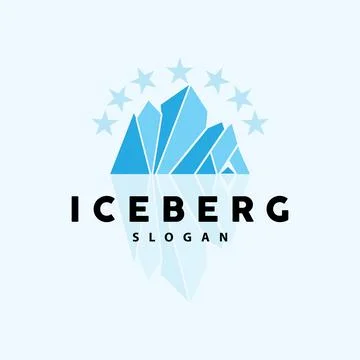 Iceberg Logo, Antarctic Mountains Vector In Ice Blue Color, Nature Design, .. Stock Illustration