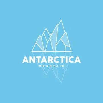 Iceberg Logo, Antarctic Mountains Vector In Ice Blue Color, Nature Design, .. Stock Illustration
