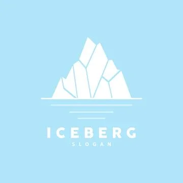 Iceberg Logo, Antarctic Mountains Vector In Ice Blue Color, Nature Design, .. Stock Illustration
