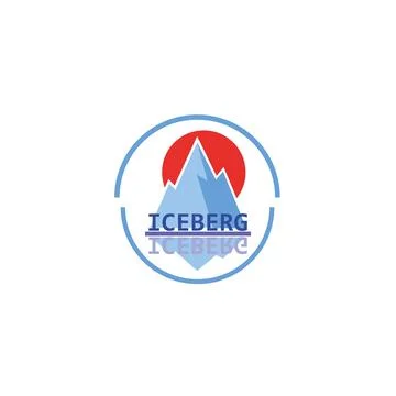 Iceberg Logo, Antarctic Mountains Vector In Ice Blue Color, Nature Design Stock-Illustration