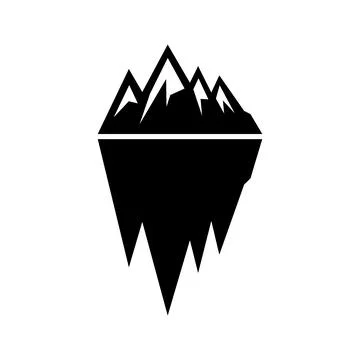 Iceberg with mountain top. Vector minimal frozen peak symbol for climate, arctic Stock Illustration