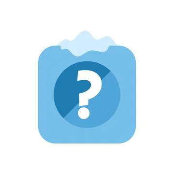 Iceberg question mark symbol showing hidden unknown information Stock Illustration