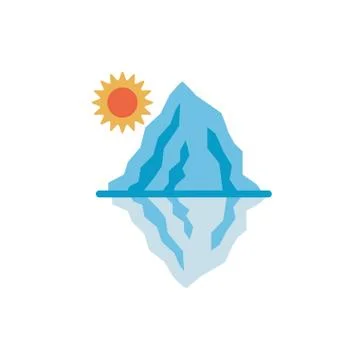 Iceberg with sun flat style Stock Illustration