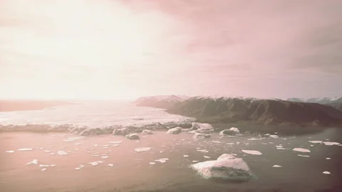 Icebergs float on glacier lagoon Stock Footage 233909208