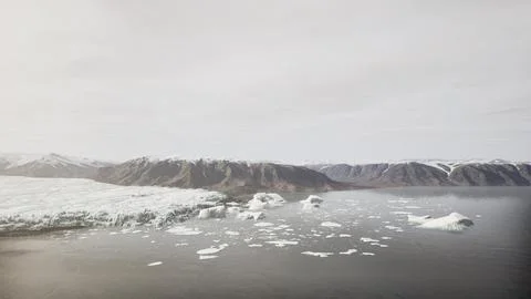 Icebergs float on glacier lagoon Stock Illustration
