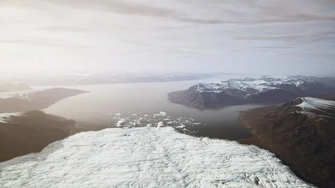 Icebergs float on glacier lagoon Stock Illustration