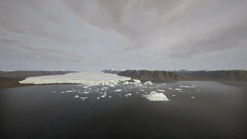 Icebergs float on glacier lagoon Stock Illustration