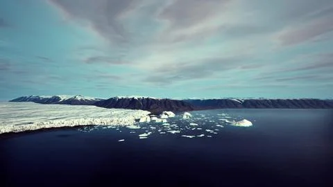Icebergs float on glacier lagoon Stock Illustration