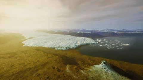 Icebergs float on glacier lagoon Stock Illustration