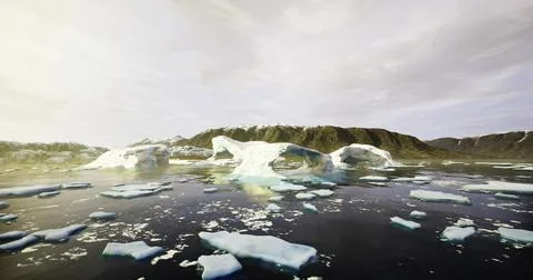Icebergs float peacefully in a serene Arctic landscape during daylight Stock Illustration