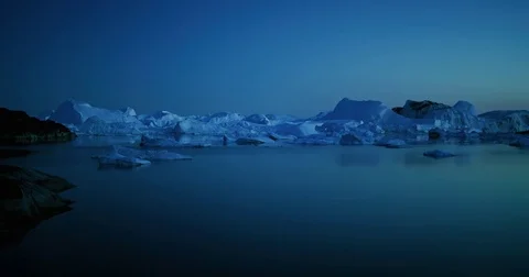 Icebergs floating in Disko bay in Greenland Stock Footage 80269968