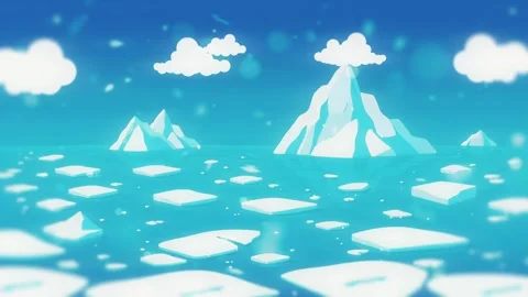 Icebergs on ocean Background Cartoon Animation Stock Footage 305731453