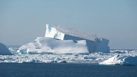 Icebergs packed ice field drifting Antarctica, 4K Stock Footage 332372813