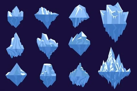 Icebergs Set 스톡 일러스트