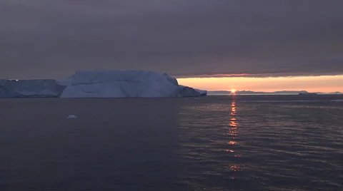 Icebergs at sunset from Disko Bay Stock Footage 56846277