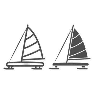 Iceboat line and solid icon, World snow day concept, ice breaker ship sign on 스톡 일러스트