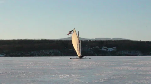 Iceboating Hudson River Stockbeeldmateriaal 48263222
