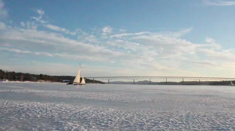 Iceboating Hudson River Stockbeeldmateriaal 48263529