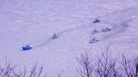 Icebound Cod Fishing Boat Stock Footage 332236863