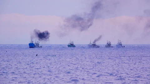 Icebound Cod Fishing Boat 스톡 동영상 332263053