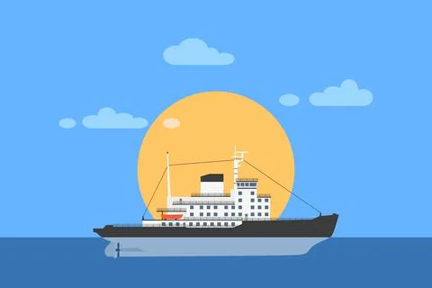 Icebraker in the ocean Stock Illustration