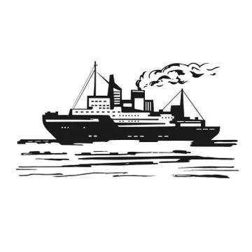 Icebreaker breaks ice Stock Illustration