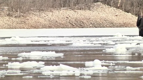 Icebreaker breaks a path in the ice Stock Footage 74246236