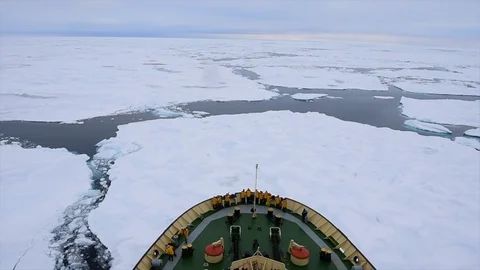 Icebreaker going through the ice fields Stock Footage 94685502