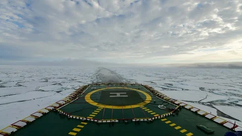 Icebreaker going through the ice fields, Arctic Video stock 95296032