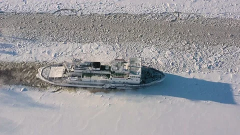 Icebreaker moves on ice. Stock Footage 149080980