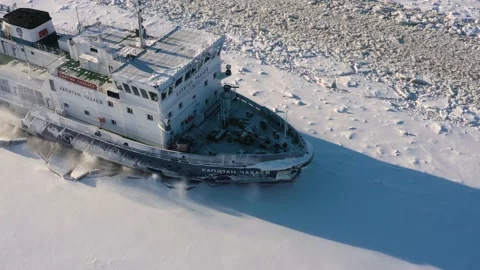 Icebreaker moves on ice. Stock Footage 149081037
