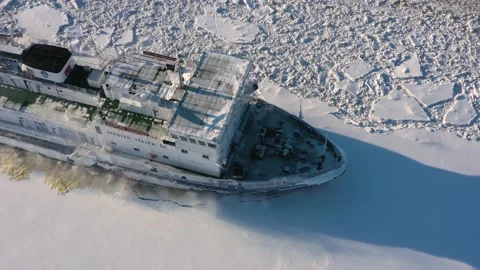 Icebreaker moves on ice. Stock Footage 149384190