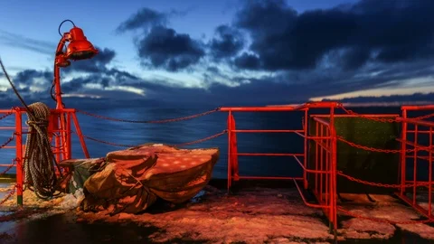 Icebreaker, waves and clouds Stock Footage 107557584