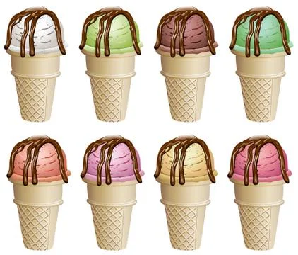 Icecream with chocolate Stock Illustration