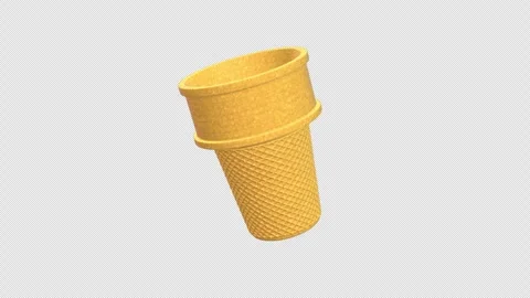 Icecream Cone Rotating on a Transparent Background. Seamless Loop. Waffle Cone. Stock Footage 299805356