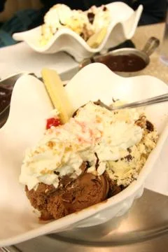 Icecream on dish Stock Photos