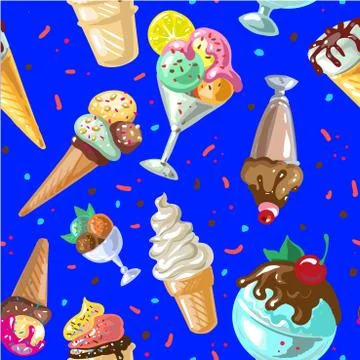 Icecream seamless pattern design vector Stock Illustration