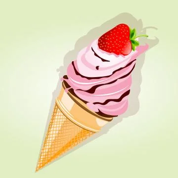 Icecream with strawberry Stock Illustration