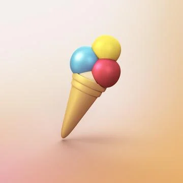 Icecream - stylized 3d CGI icon object Stock Illustration