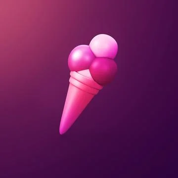 Icecream - stylized 3d CGI icon object, Not gen Ai Stock Illustration