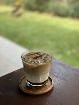 Iced Caffe Latte with a Smooth and Creamy Blend Stock Photos