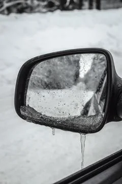 Iced car mirror Stock Photos