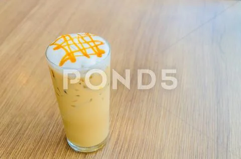 Iced caramel coffee Stock Photos