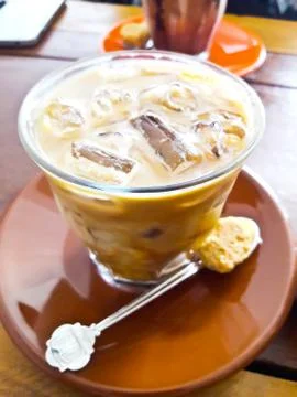 Iced coffee with Biscuit Stock Photos