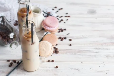 Iced coffee in bottle Stock Photos