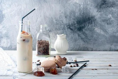 Iced coffee in bottle 스톡 사진