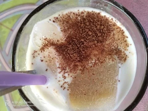 Iced coffee with choco granules 스톡 사진