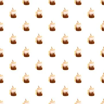 Iced coffee cold beverage drink pattern background Stock Illustration