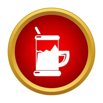 Iced coffee cold drink refreshing white icon Stock Illustration